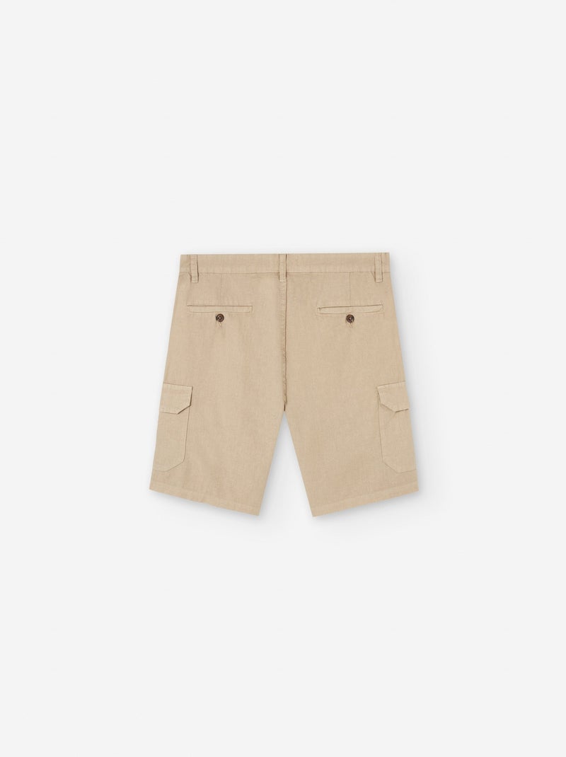 Short en Coton et Lin Beige - Kiabi