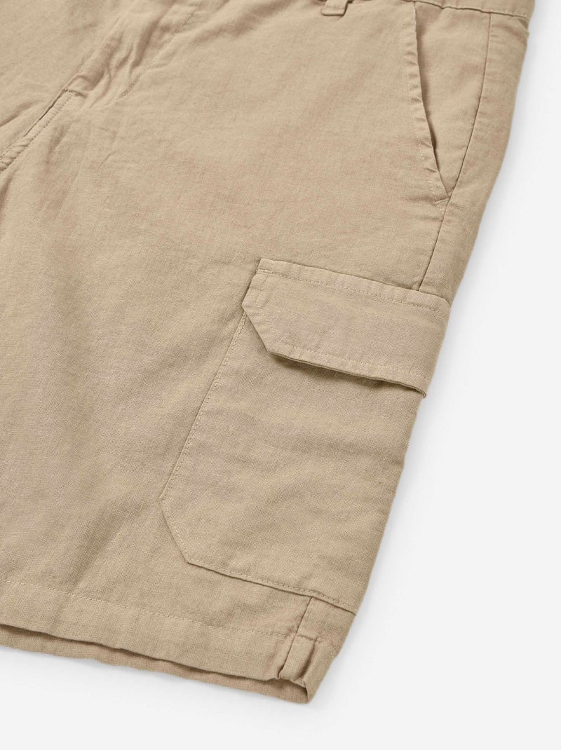 Short en Coton et Lin Beige - Kiabi