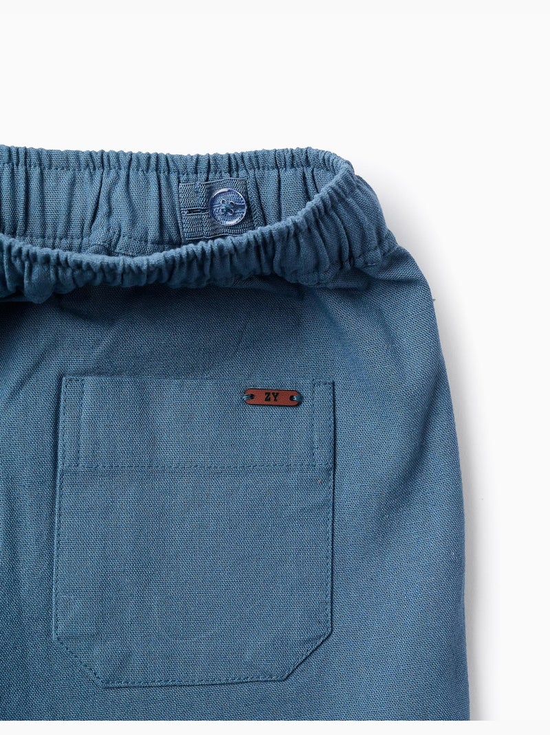 Short en Coton et Lin Bleu - Kiabi