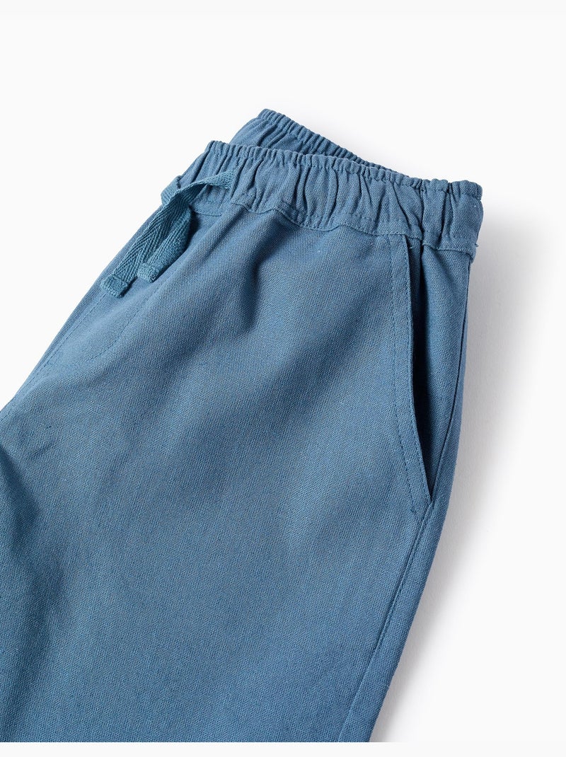 Short en Coton et Lin Bleu - Kiabi