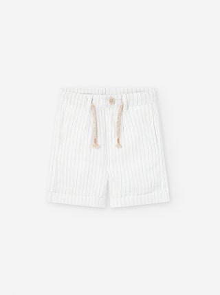 Short en Coton et Lin Rayé