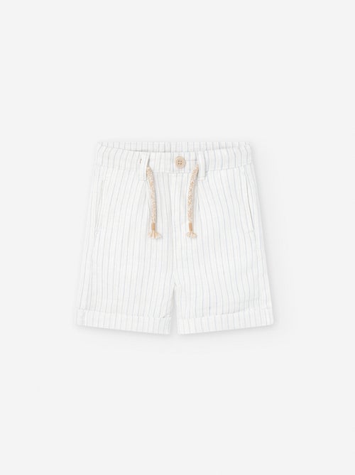Short en Coton et Lin Rayé - Kiabi