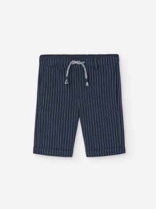 Short en Coton et Lin Rayé