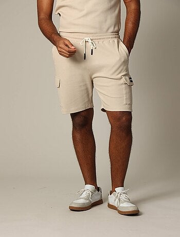 Short en coton gaufré à la taille élastiquée avec cordon 'Deeluxe'