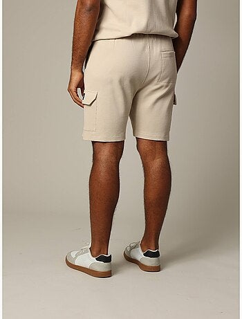 Short en coton gaufré à la taille élastiquée avec cordon 'Deeluxe'