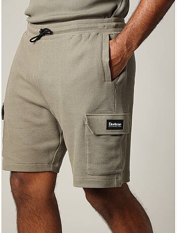 Short en coton gaufré à la taille élastiquée avec cordon 'Deeluxe'