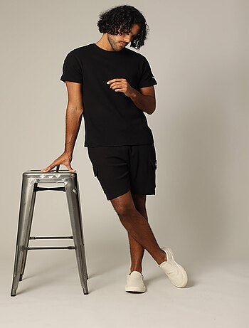 Short en coton gaufré à la taille élastiquée avec cordon 'Deeluxe'