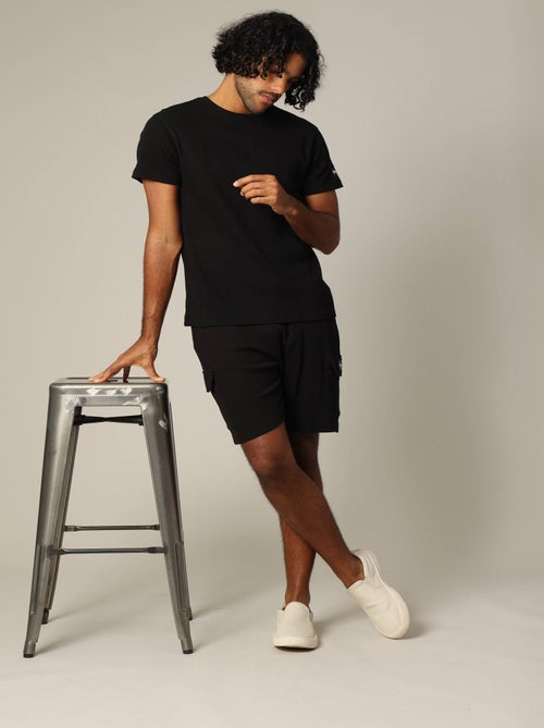 Short en coton gaufré à la taille élastiquée avec cordon 'Deeluxe' - Kiabi