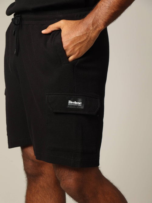 Short en coton gaufré à la taille élastiquée avec cordon 'Deeluxe' - Kiabi