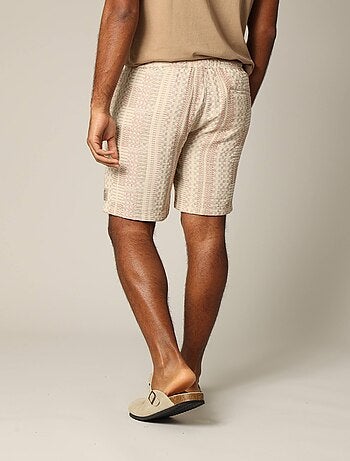 Short en coton longueur bermuda avec taille élastiquée et motif géométrique 'Deeluxe'