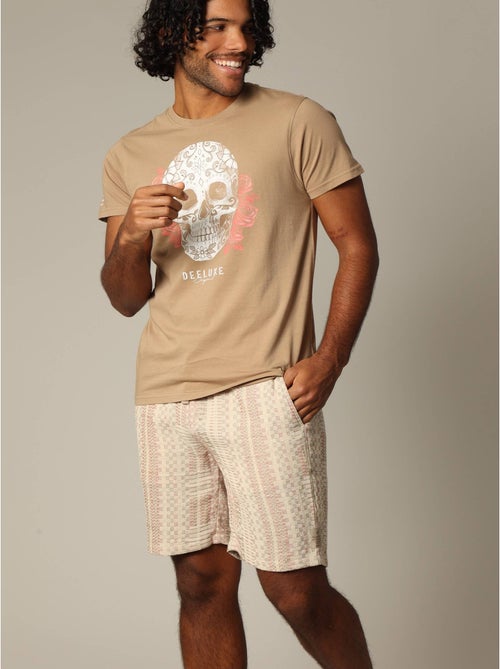 Short en coton longueur bermuda avec taille élastiquée et motif géométrique 'Deeluxe' - Kiabi