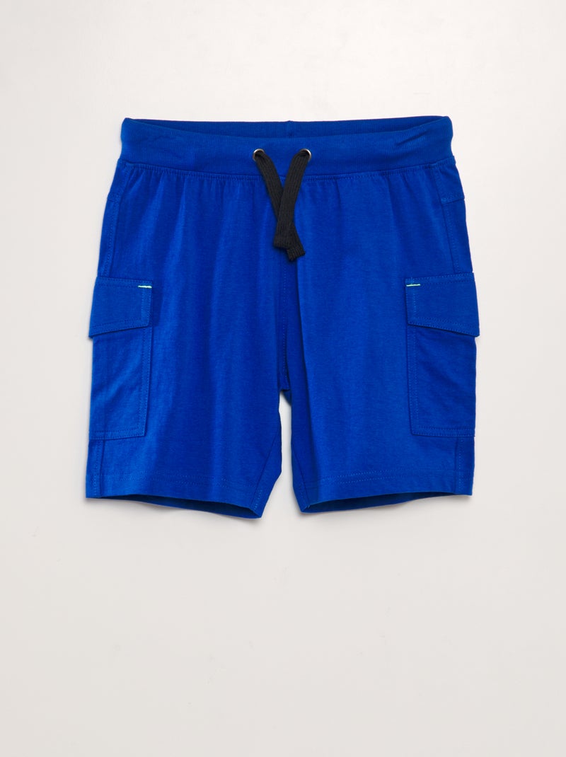 Short en coton multipoches bleu - Kiabi
