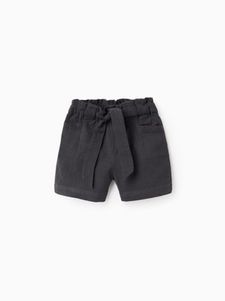 Short en Coton Slub avec Rubans