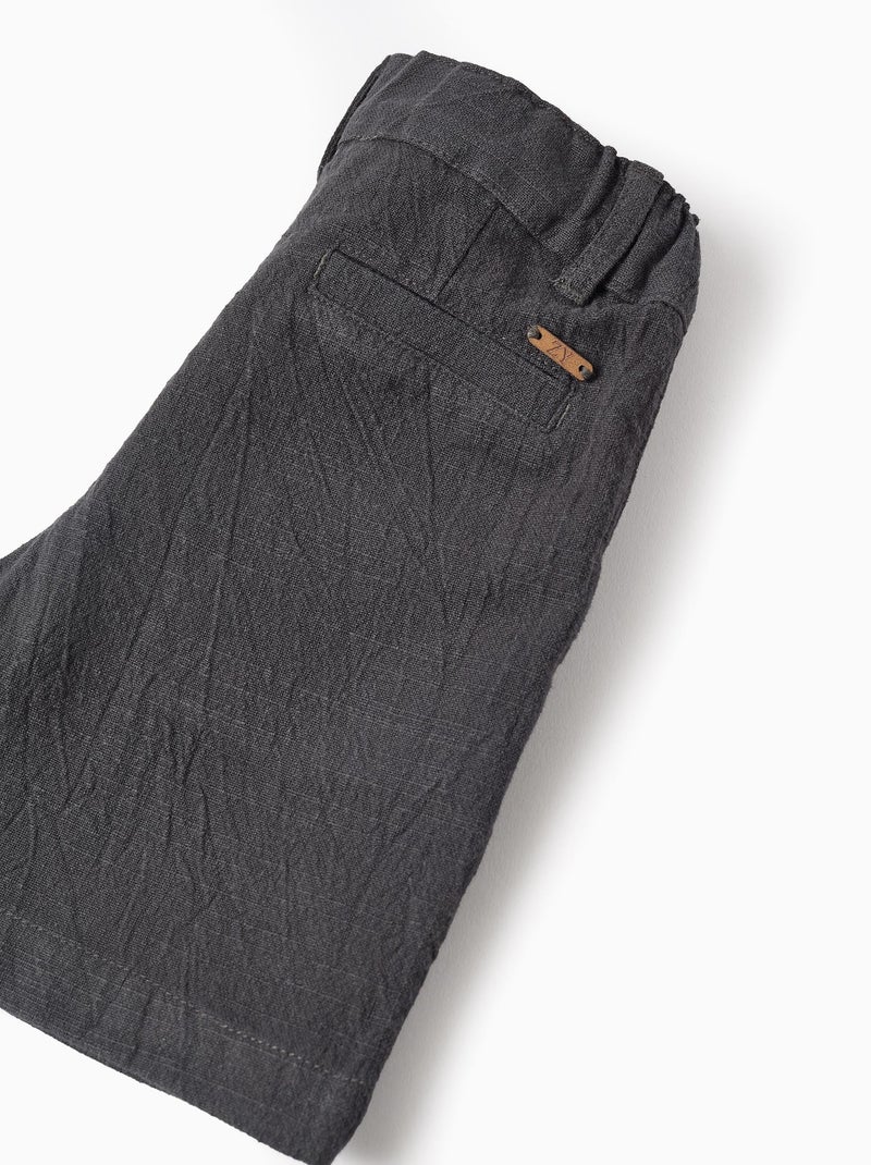 Short en Coton Slub Gris foncé - Kiabi