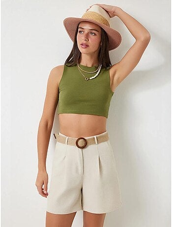 Short en coton taille haute et jambes larges istanbul