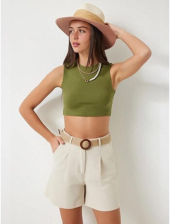 Short en coton taille haute et jambes larges istanbul