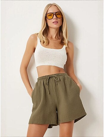 Short en coton taille haute et jambes larges istanbul