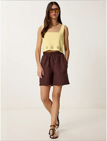 Short en coton taille haute et jambes larges istanbul