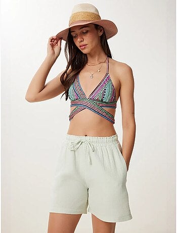 Short en coton taille haute et jambes larges istanbul