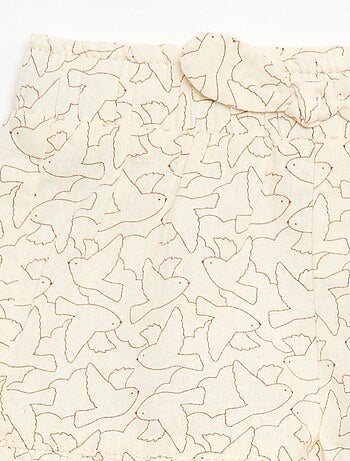 Short en coton tissé en coton et lin