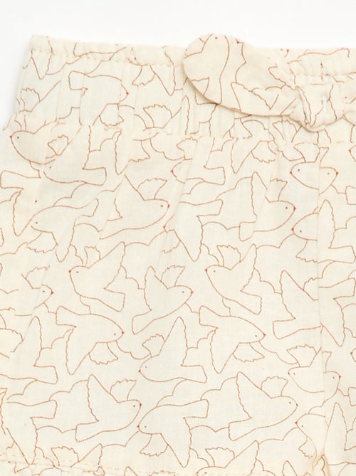 Short en coton tissé en coton et lin - Kiabi