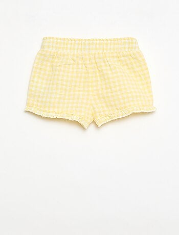 Short en coton tissé en coton et lin