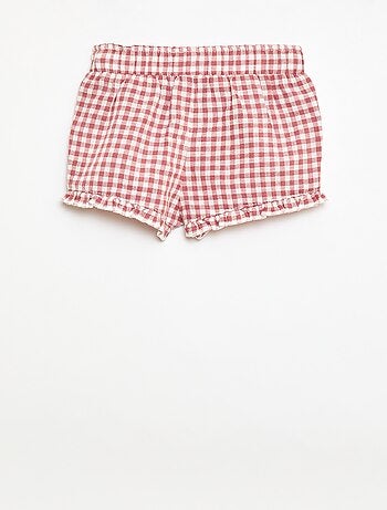 Short en coton tissé en coton et lin