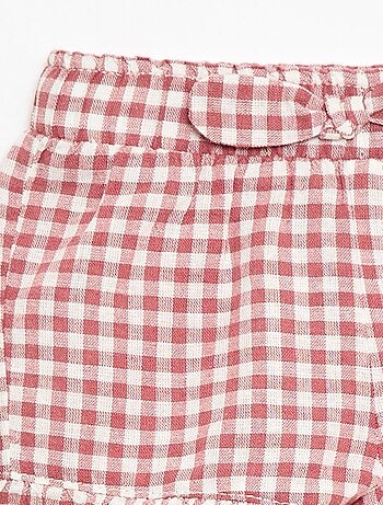 Short en coton tissé en coton et lin