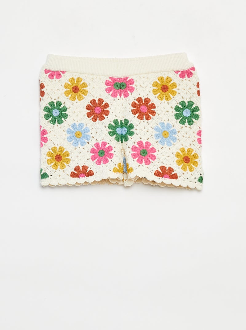 Short en crochet avec bords ondulés Beige - Kiabi