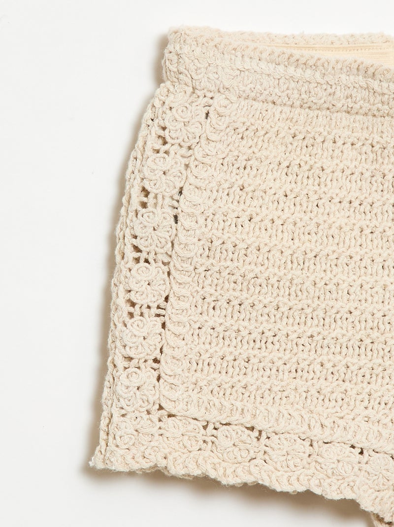 Short en crochet uni Beige - Kiabi