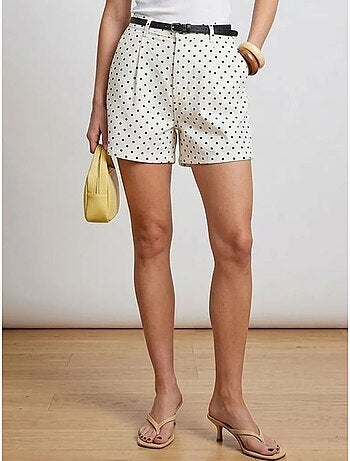 Short en denim à pois, taille haute, avec ceinture bdart