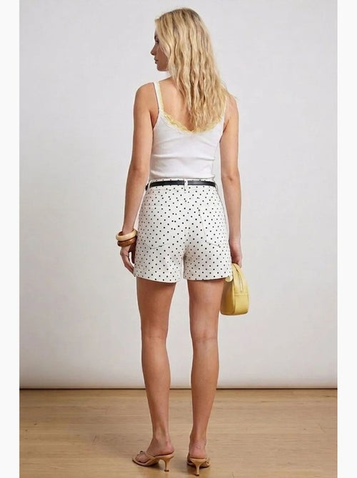 Short en denim à pois, taille haute, avec ceinture bdart - Kiabi Short en denim à pois, taille haute, avec ceinture bdart - Kiabi