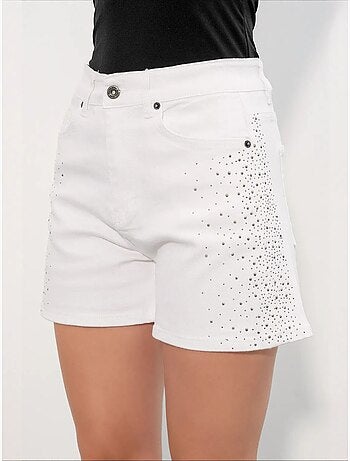 Short en denim à pois, taille haute, avec ceinture bdart