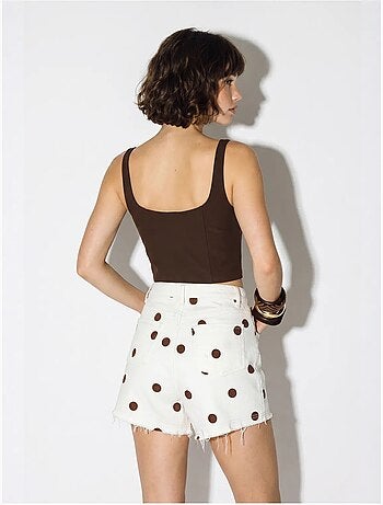Short en denim à taille haute à pois lucci