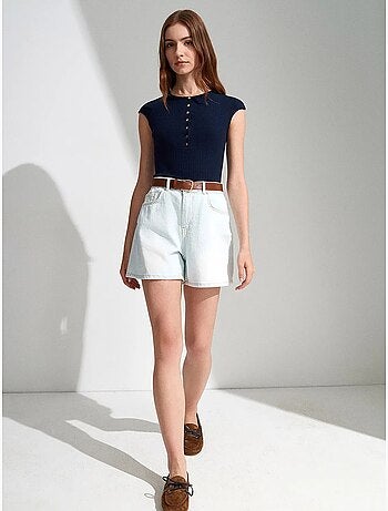 Short en denim à taille haute et jambe large dilvin