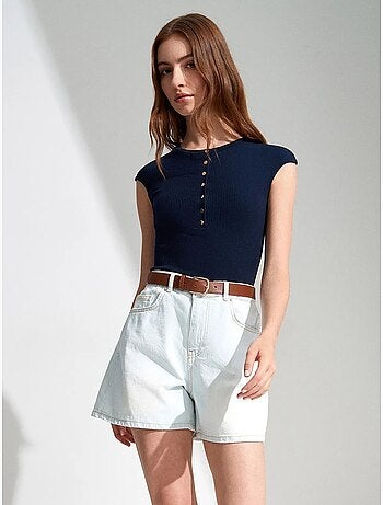 Short en denim à taille haute et jambe large dilvin