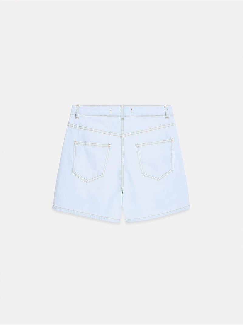 Short en denim à taille haute et jambe large dilvin Bleu clair - Kiabi