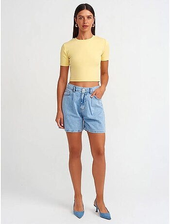 Short en denim à taille haute et jambe large dilvin