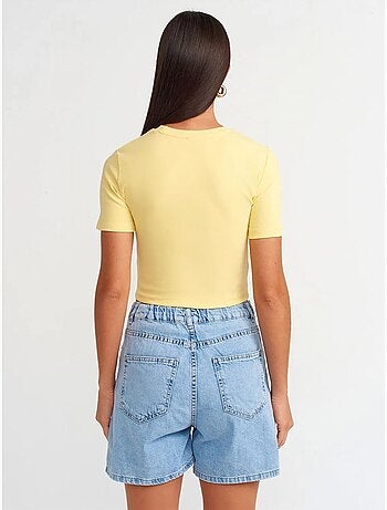 Short en denim à taille haute et jambe large dilvin