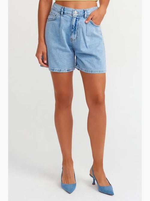Short en denim à taille haute et jambe large dilvin - Kiabi Short en denim à taille haute et jambe large dilvin - Kiabi