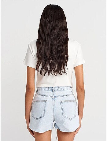 Short En Denim À Taille Haute Pour Femme