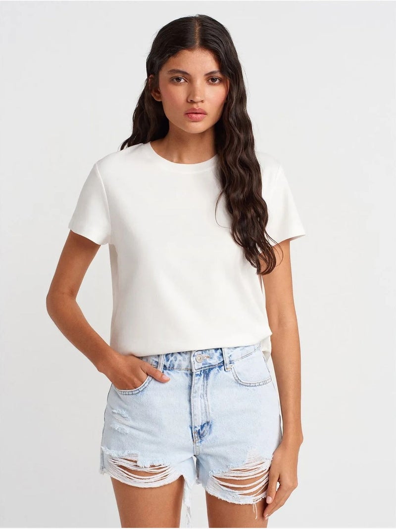 Short En Denim À Taille Haute Pour Femme Bleu clair - Kiabi