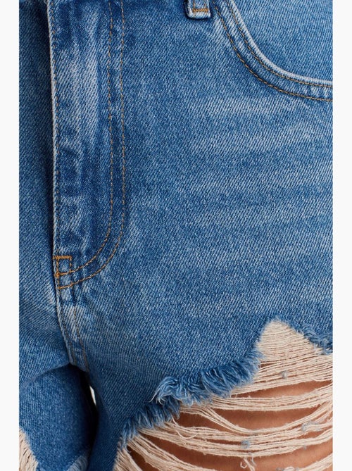 Short en denim à taille haute pour femme dilvin - Kiabi Short en denim à taille haute pour femme dilvin - Kiabi