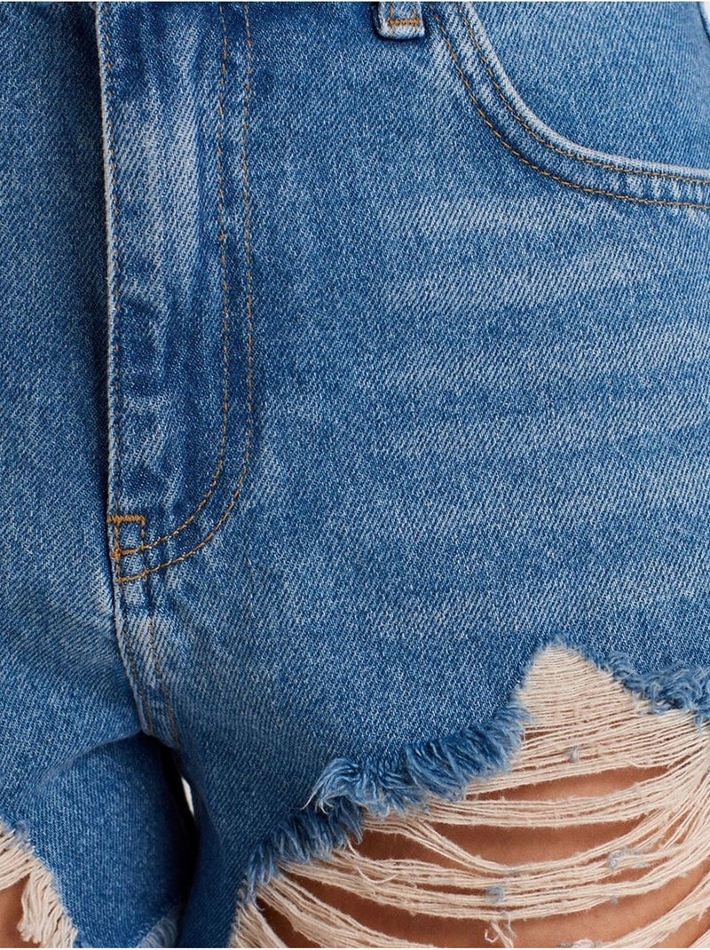 Short en denim à taille haute pour femme dilvin Bleu saphir - Kiabi
