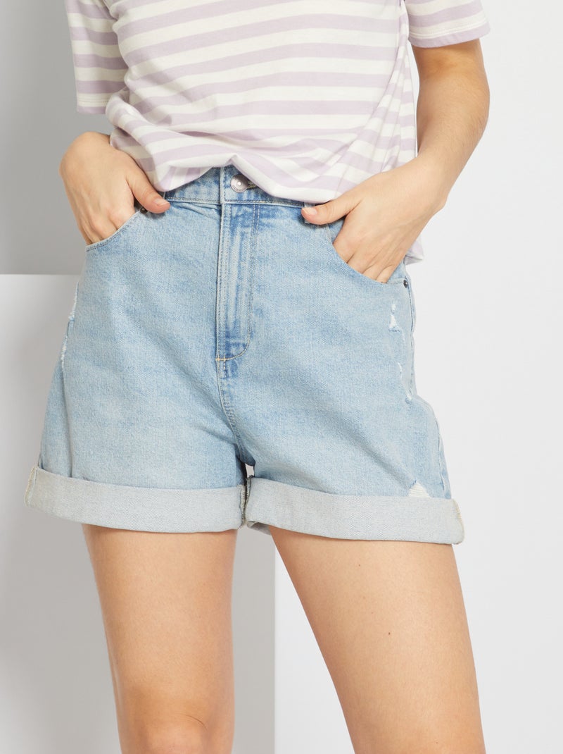 Short en denim avec abrasions Bleached - Kiabi