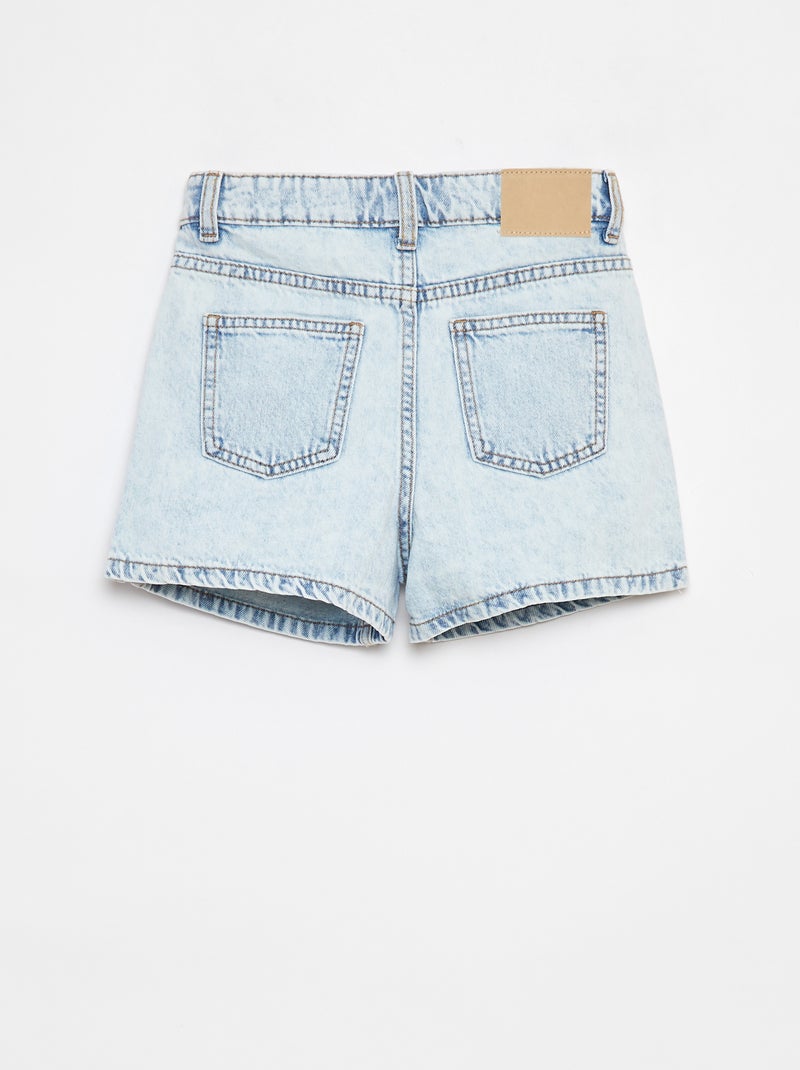 Short en denim avec broderies Bleu - Kiabi