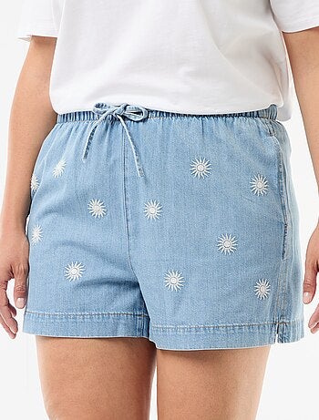 Short undyed avec broderies soleil