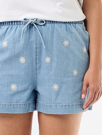 Short undyed avec broderies soleil