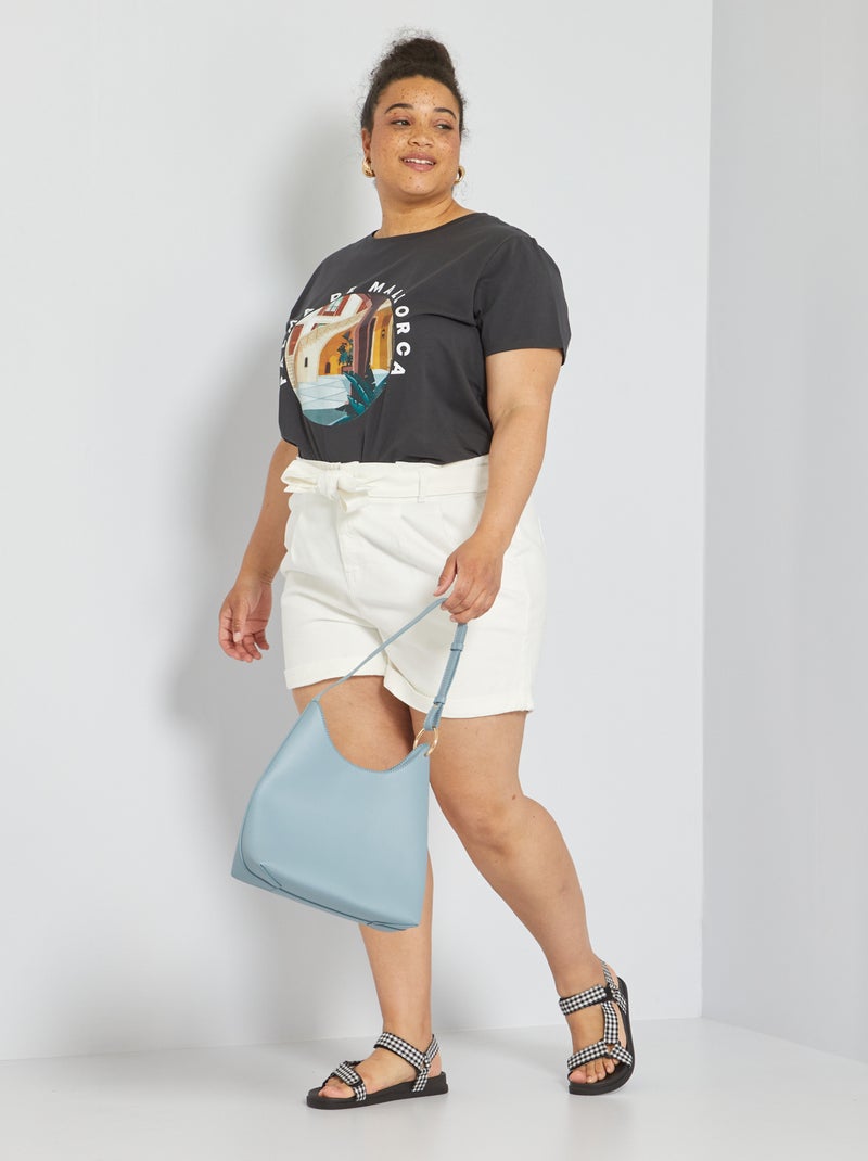 Short en denim avec ceinture blanc - Kiabi