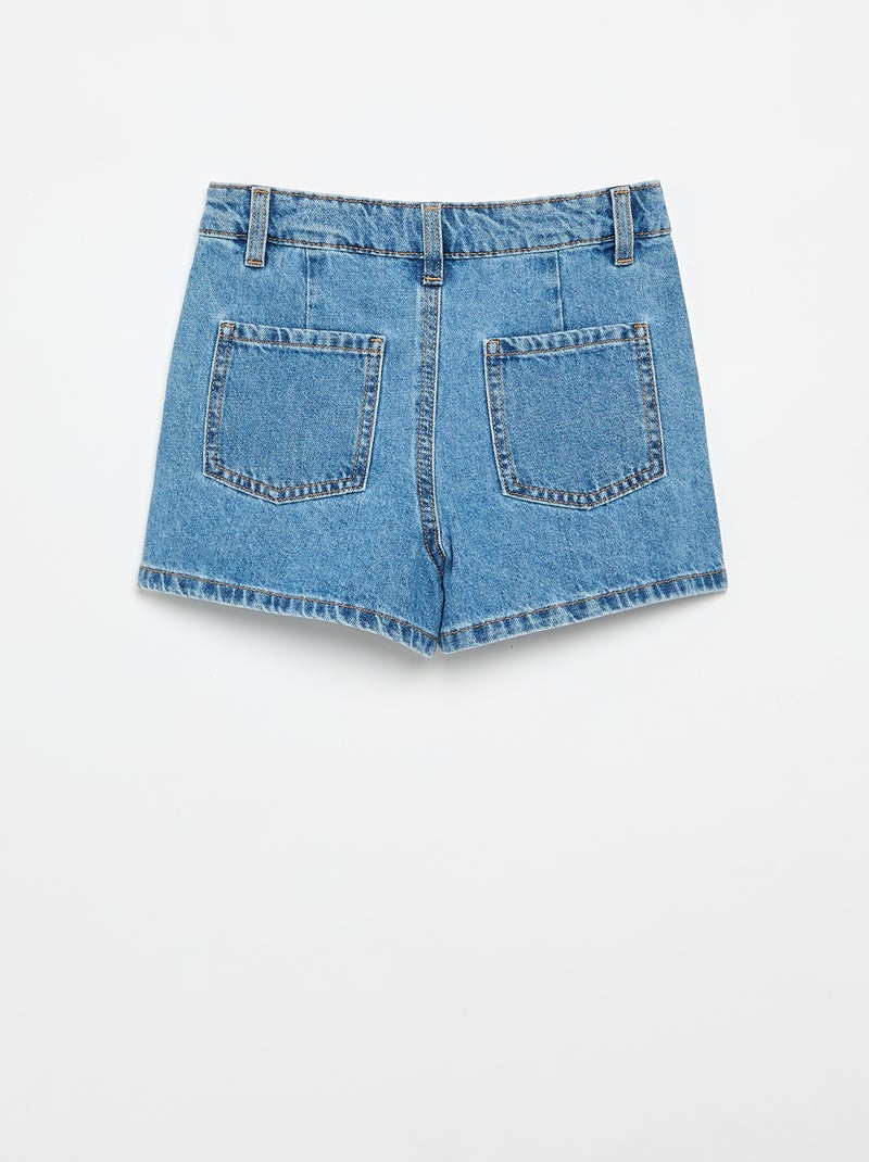 Short en denim avec effet plissé Bleu - Kiabi